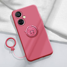 Funda Silicona Carcasa Ultrafina Goma con Magnetico Anillo de dedo Soporte S02 para Oppo K11x 5G Rosa Roja