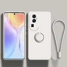 Funda Silicona Carcasa Ultrafina Goma con Magnetico Anillo de dedo Soporte S02 para Oppo Reno10 Pro+ Plus 5G Blanco