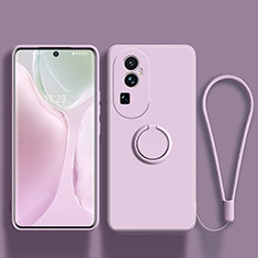 Funda Silicona Carcasa Ultrafina Goma con Magnetico Anillo de dedo Soporte S02 para Oppo Reno10 Pro+ Plus 5G Purpura Claro