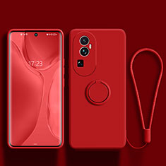 Funda Silicona Carcasa Ultrafina Goma con Magnetico Anillo de dedo Soporte S02 para Oppo Reno10 Pro+ Plus 5G Rojo