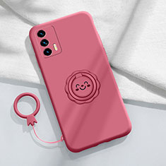 Funda Silicona Carcasa Ultrafina Goma con Magnetico Anillo de dedo Soporte S02 para Realme GT Master 5G Rosa Roja