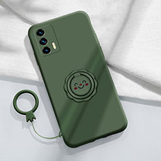 Funda Silicona Carcasa Ultrafina Goma con Magnetico Anillo de dedo Soporte S02 para Realme GT Master 5G Verde Noche