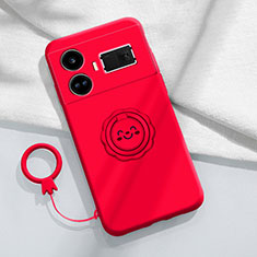 Funda Silicona Carcasa Ultrafina Goma con Magnetico Anillo de dedo Soporte S02 para Realme GT Neo5 240W 5G Rojo