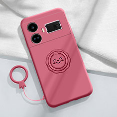 Funda Silicona Carcasa Ultrafina Goma con Magnetico Anillo de dedo Soporte S02 para Realme GT Neo5 240W 5G Rosa Roja