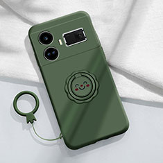 Funda Silicona Carcasa Ultrafina Goma con Magnetico Anillo de dedo Soporte S02 para Realme GT Neo5 5G Verde Noche