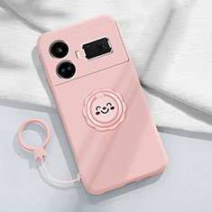 Funda Silicona Carcasa Ultrafina Goma con Magnetico Anillo de dedo Soporte S02 para Realme GT5 5G Rosa