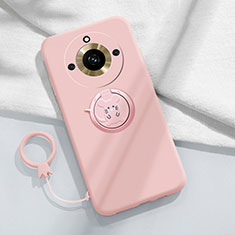 Funda Silicona Carcasa Ultrafina Goma con Magnetico Anillo de dedo Soporte S02 para Realme Narzo 60 5G Rosa