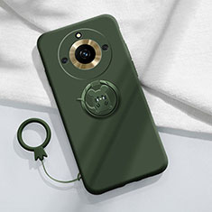 Funda Silicona Carcasa Ultrafina Goma con Magnetico Anillo de dedo Soporte S02 para Realme Narzo 60 5G Verde Noche