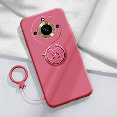 Funda Silicona Carcasa Ultrafina Goma con Magnetico Anillo de dedo Soporte S02 para Realme Narzo 60 Pro 5G Rosa Roja