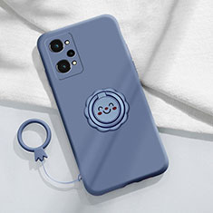 Funda Silicona Carcasa Ultrafina Goma con Magnetico Anillo de dedo Soporte S02 para Realme Q5 Pro 5G Gris Lavanda