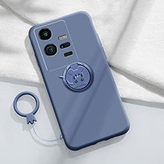 Funda Silicona Carcasa Ultrafina Goma con Magnetico Anillo de dedo Soporte S02 para Vivo iQOO 11 5G Gris Lavanda