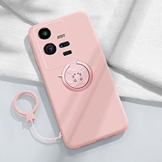 Funda Silicona Carcasa Ultrafina Goma con Magnetico Anillo de dedo Soporte S02 para Vivo iQOO 11 5G Rosa