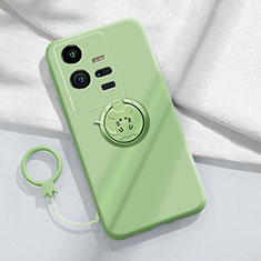 Funda Silicona Carcasa Ultrafina Goma con Magnetico Anillo de dedo Soporte S02 para Vivo iQOO 11 5G Verde