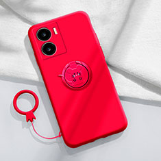 Funda Silicona Carcasa Ultrafina Goma con Magnetico Anillo de dedo Soporte S02 para Vivo iQOO Z7 5G Rojo