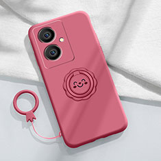 Funda Silicona Carcasa Ultrafina Goma con Magnetico Anillo de dedo Soporte S02 para Vivo V29 Lite 5G Rosa Roja