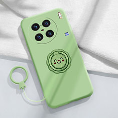 Funda Silicona Carcasa Ultrafina Goma con Magnetico Anillo de dedo Soporte S02 para Vivo X90 Pro+ Plus 5G Verde