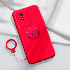 Funda Silicona Carcasa Ultrafina Goma con Magnetico Anillo de dedo Soporte S02 para Vivo Y02t Rojo