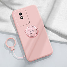 Funda Silicona Carcasa Ultrafina Goma con Magnetico Anillo de dedo Soporte S02 para Vivo Y02t Rosa