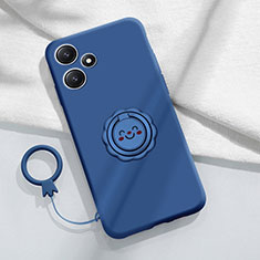 Funda Silicona Carcasa Ultrafina Goma con Magnetico Anillo de dedo Soporte S02 para Xiaomi Poco M6 Pro 5G Azul