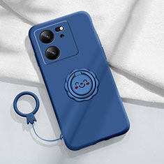 Funda Silicona Carcasa Ultrafina Goma con Magnetico Anillo de dedo Soporte S02 para Xiaomi Redmi K60 Ultra 5G Azul