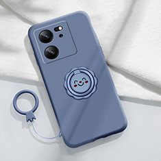 Funda Silicona Carcasa Ultrafina Goma con Magnetico Anillo de dedo Soporte S02 para Xiaomi Redmi K60 Ultra 5G Gris Lavanda