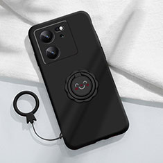 Funda Silicona Carcasa Ultrafina Goma con Magnetico Anillo de dedo Soporte S02 para Xiaomi Redmi K60 Ultra 5G Negro