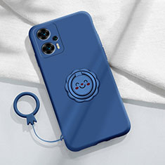 Funda Silicona Carcasa Ultrafina Goma con Magnetico Anillo de dedo Soporte S02 para Xiaomi Redmi Note 12 Turbo 5G Azul