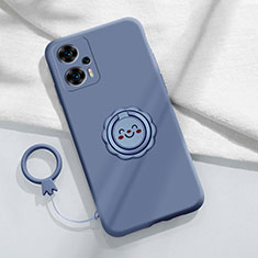 Funda Silicona Carcasa Ultrafina Goma con Magnetico Anillo de dedo Soporte S02 para Xiaomi Redmi Note 12 Turbo 5G Gris Lavanda