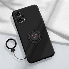 Funda Silicona Carcasa Ultrafina Goma con Magnetico Anillo de dedo Soporte S02 para Xiaomi Redmi Note 12 Turbo 5G Negro