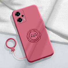 Funda Silicona Carcasa Ultrafina Goma con Magnetico Anillo de dedo Soporte S02 para Xiaomi Redmi Note 12 Turbo 5G Rosa Roja