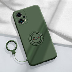 Funda Silicona Carcasa Ultrafina Goma con Magnetico Anillo de dedo Soporte S02 para Xiaomi Redmi Note 12 Turbo 5G Verde Noche