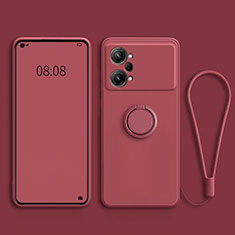 Funda Silicona Carcasa Ultrafina Goma con Magnetico Anillo de dedo Soporte S03 para Oppo K10 Pro 5G Rojo