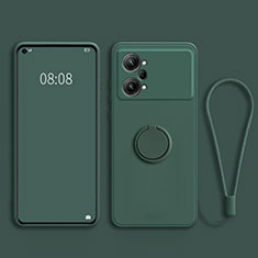 Funda Silicona Carcasa Ultrafina Goma con Magnetico Anillo de dedo Soporte S03 para Oppo K10 Pro 5G Verde Noche