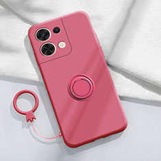 Funda Silicona Carcasa Ultrafina Goma con Magnetico Anillo de dedo Soporte S03 para Oppo Reno8 5G Rojo