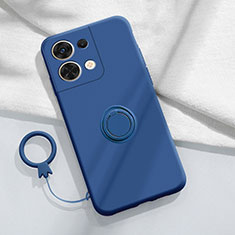 Funda Silicona Carcasa Ultrafina Goma con Magnetico Anillo de dedo Soporte S03 para Oppo Reno8 Pro 5G Azul