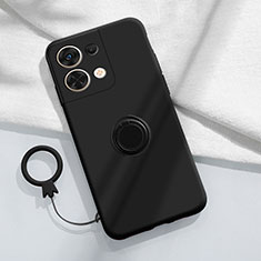 Funda Silicona Carcasa Ultrafina Goma con Magnetico Anillo de dedo Soporte S03 para Oppo Reno8 Pro 5G Negro