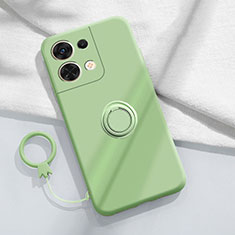 Funda Silicona Carcasa Ultrafina Goma con Magnetico Anillo de dedo Soporte S03 para Oppo Reno9 5G Verde