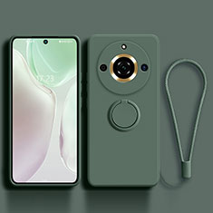 Funda Silicona Carcasa Ultrafina Goma con Magnetico Anillo de dedo Soporte S03 para Realme 11 Pro 5G Verde Noche