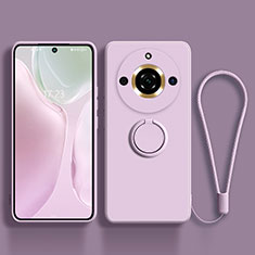 Funda Silicona Carcasa Ultrafina Goma con Magnetico Anillo de dedo Soporte S03 para Realme 11 Pro+ Plus 5G Purpura Claro