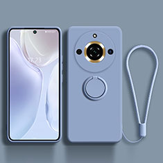 Funda Silicona Carcasa Ultrafina Goma con Magnetico Anillo de dedo Soporte S03 para Realme Narzo 60 Pro 5G Gris Lavanda