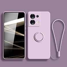 Funda Silicona Carcasa Ultrafina Goma con Magnetico Anillo de dedo Soporte S03 para Xiaomi Redmi Note 13 5G Purpura Claro