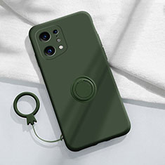 Funda Silicona Carcasa Ultrafina Goma con Magnetico Anillo de dedo Soporte S04 para Oppo Find X5 5G Verde Noche