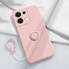 Funda Silicona Carcasa Ultrafina Goma con Magnetico Anillo de dedo Soporte S04 para Xiaomi Redmi Note 13 5G Rosa