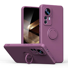 Funda Silicona Carcasa Ultrafina Goma con Magnetico Anillo de dedo Soporte S05 para Xiaomi Redmi Note 12S Morado