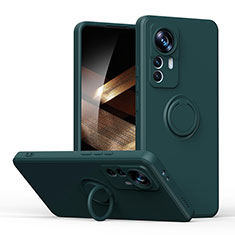 Funda Silicona Carcasa Ultrafina Goma con Magnetico Anillo de dedo Soporte S05 para Xiaomi Redmi Note 12S Verde Noche