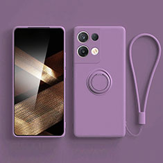 Funda Silicona Carcasa Ultrafina Goma con Magnetico Anillo de dedo Soporte S06 para Xiaomi Redmi Note 13 Pro 5G Morado