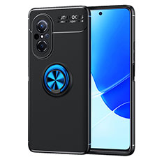 Funda Silicona Carcasa Ultrafina Goma con Magnetico Anillo de dedo Soporte SD1 para Huawei Honor 50 SE 5G Azul y Negro