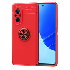 Funda Silicona Carcasa Ultrafina Goma con Magnetico Anillo de dedo Soporte SD1 para Huawei Honor 50 SE 5G Rojo