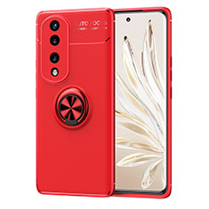 Funda Silicona Carcasa Ultrafina Goma con Magnetico Anillo de dedo Soporte SD1 para Huawei Honor 70 5G Rojo