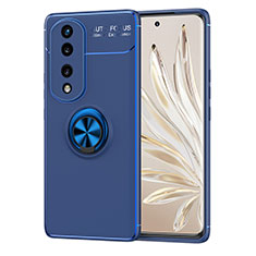 Funda Silicona Carcasa Ultrafina Goma con Magnetico Anillo de dedo Soporte SD1 para Huawei Honor 70 Pro+ Plus 5G Azul